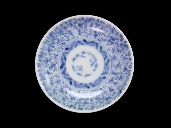 古伊万里 染付 微塵唐草 萩唐草図 豆皿