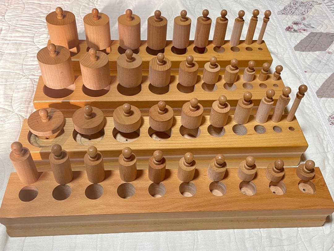 モンテッソーリ 教具　円柱さし(ペグさし) 10本セット✖️4種類