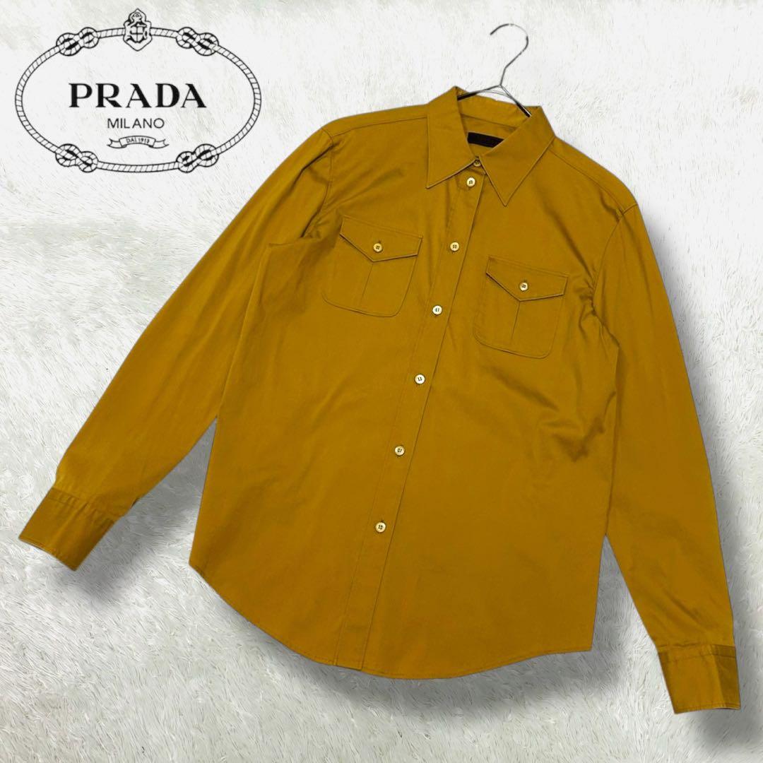 美品 プラダ トライアングルモチーフ オーバーサイズ 長袖 シャツ ウィメンズ