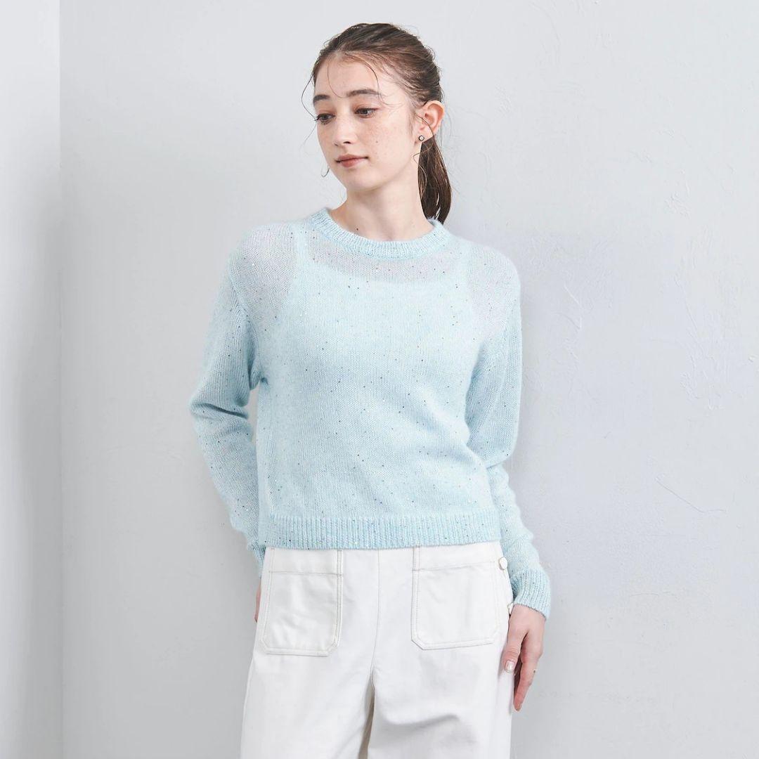 ユナイテッドアローズ カラースパンコールクルーネックニット ライトブルー UNITED ARROWS（ユナイテッドアローズ）の「カラースパンコール クルー